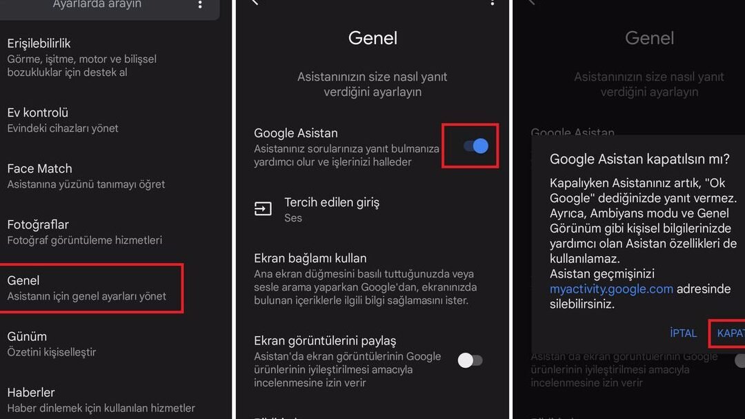 android sesli asistan kapatma rehberi